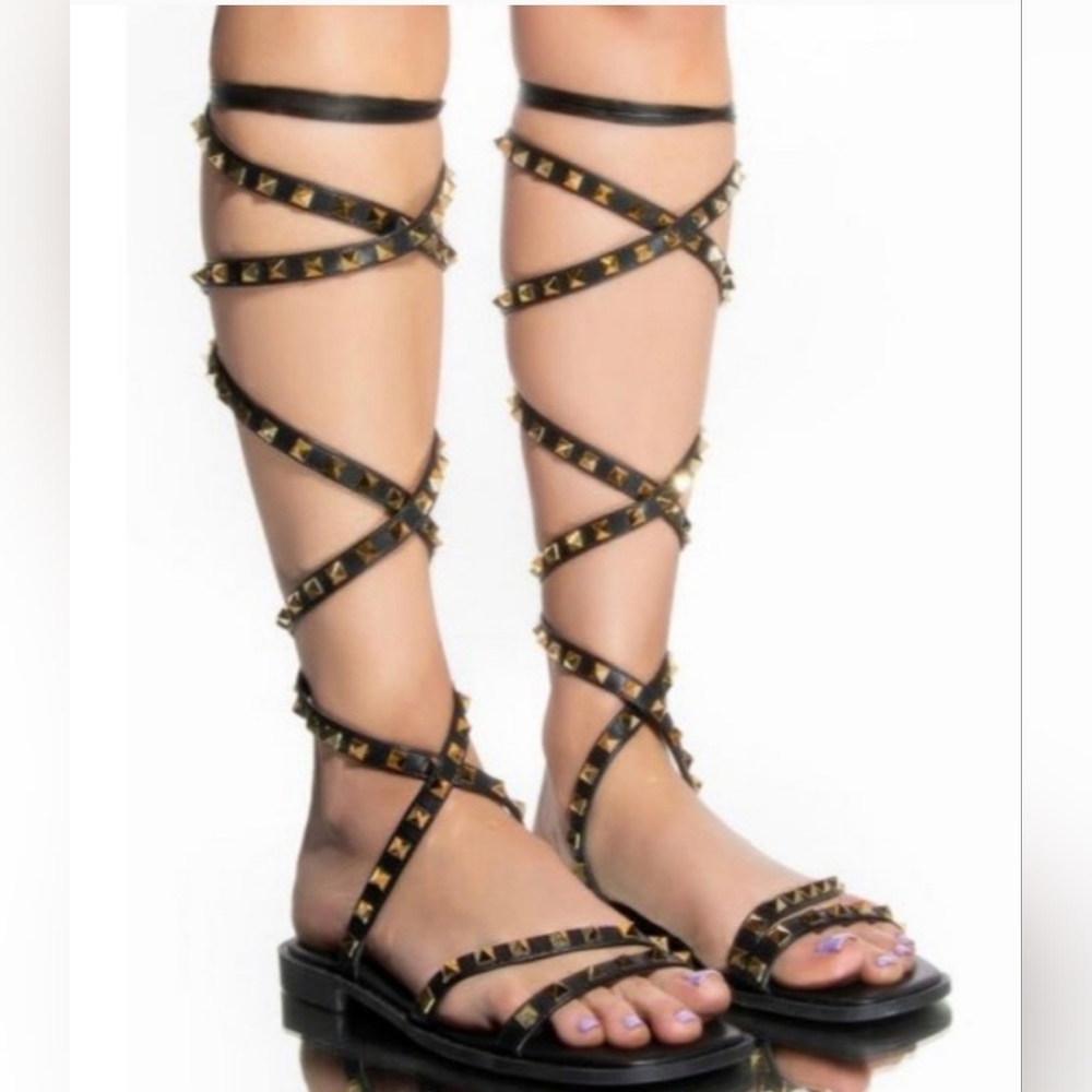 Studded Lace Up Gladiator Sandal